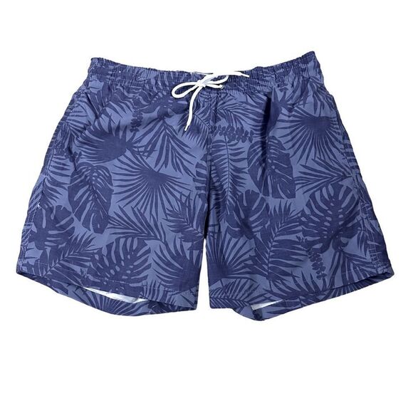 Trunks ~ Mens Swim Trunks ~Blue tropical Hawaiian print ~ size Large - Picture 1 of 6